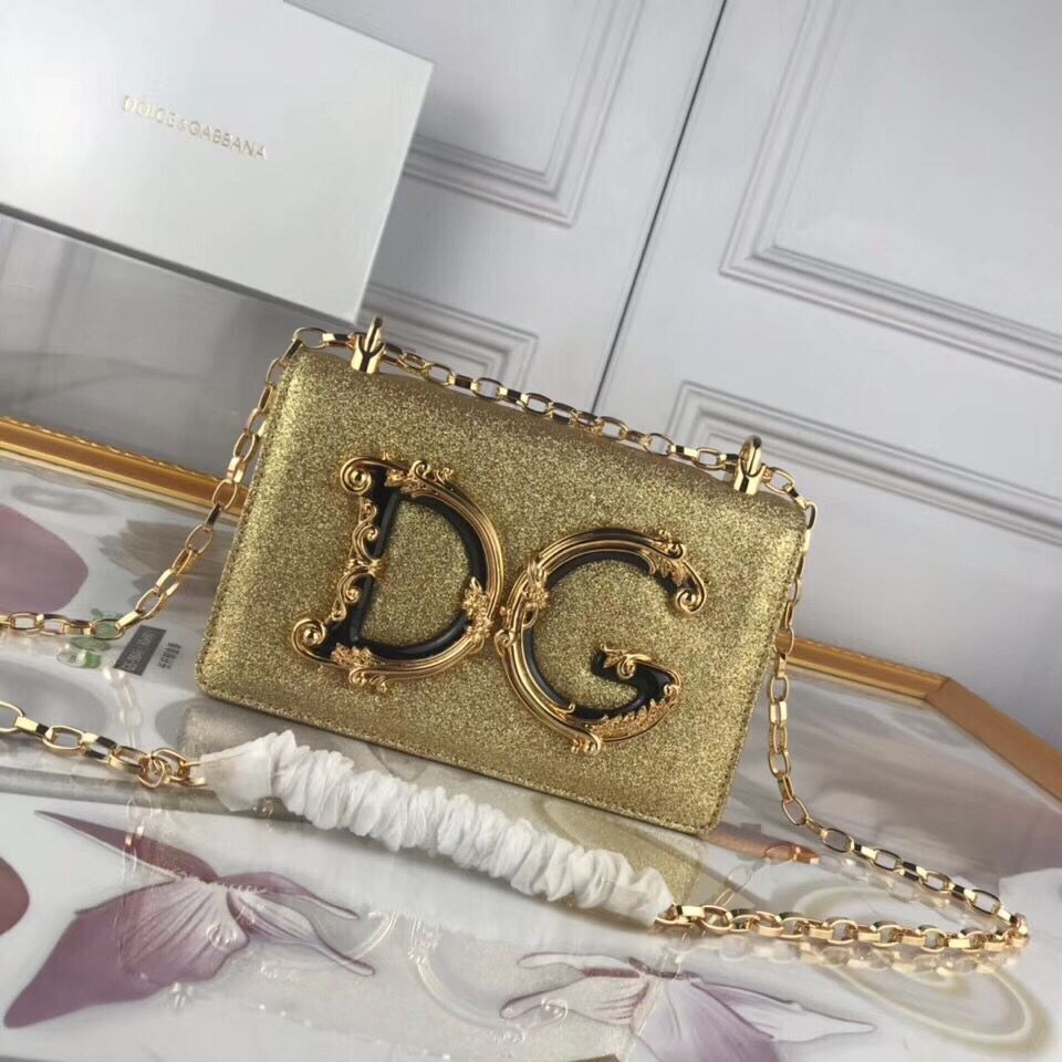 Dolce & Gabbana Original Leather Shoulder Bag BB6315 Gold
