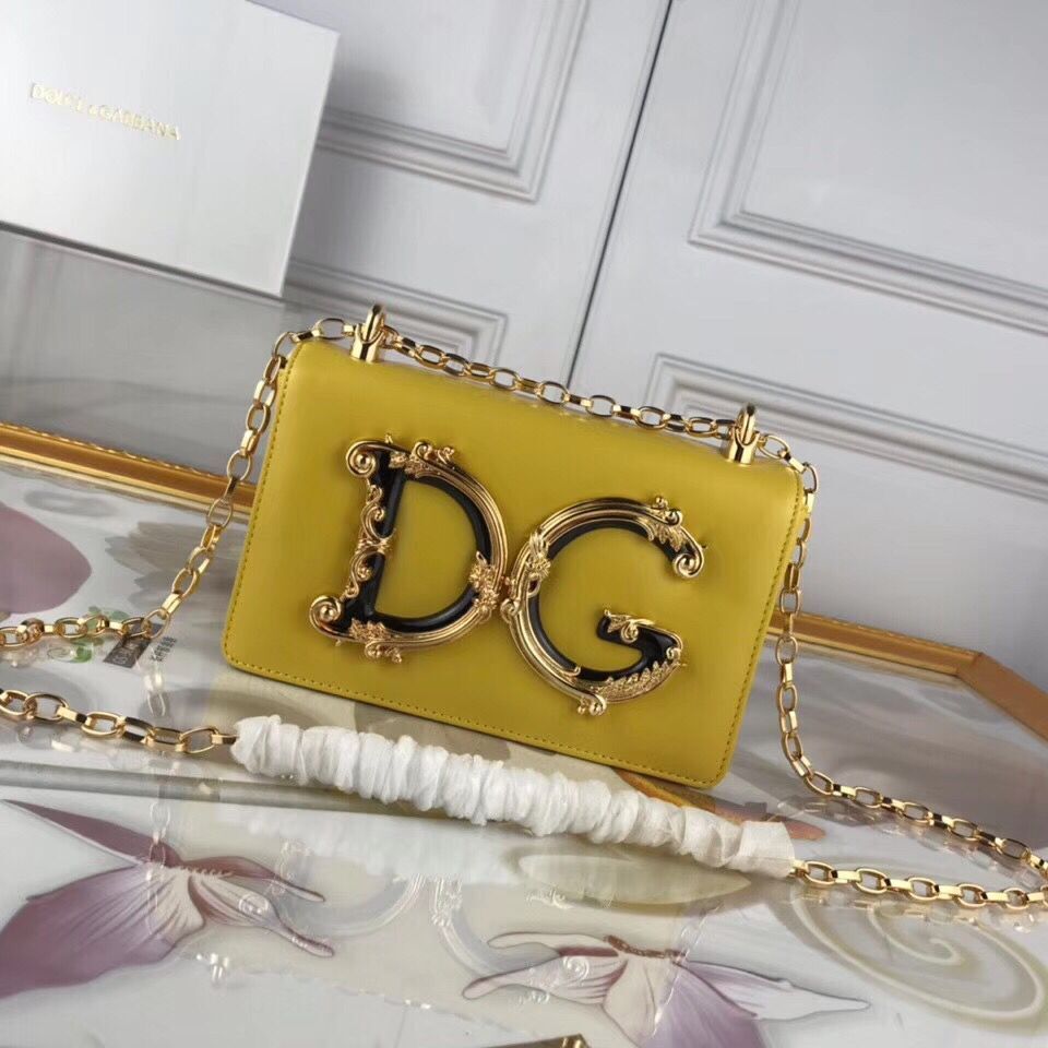 Dolce & Gabbana Original Leather Shoulder Bag BB6315 Yellow