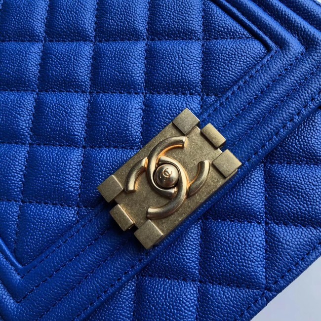 Boy chanel handbag Grained Calfskin & Gold-Tone Metal AS0130 blue