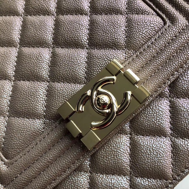 Boy chanel handbag Grained Calfskin & Gold-Tone Metal AS0130 brown