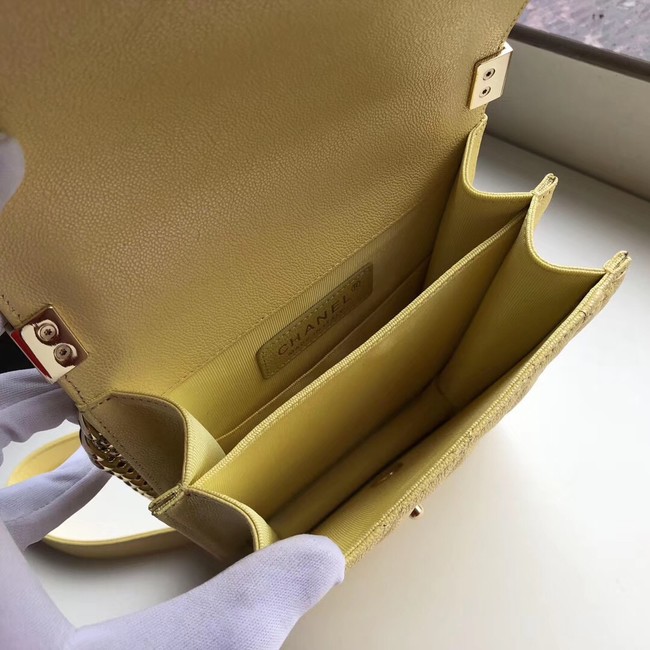 Boy chanel handbag Grained Calfskin & Gold-Tone Metal AS0130 lemon