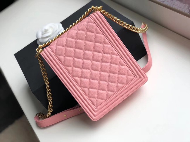 Boy chanel handbag Grained Calfskin & Gold-Tone Metal AS0130 pink