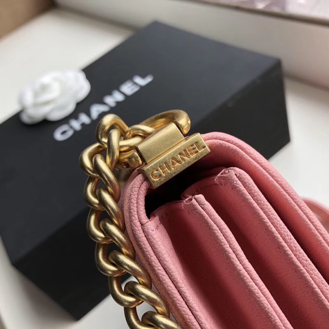 Boy chanel handbag Grained Calfskin & Gold-Tone Metal AS0130 pink