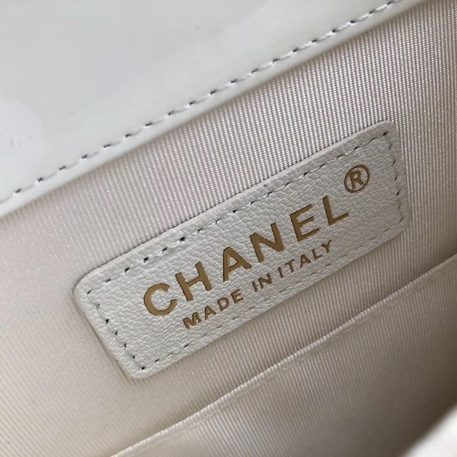 Boy chanel handbag Patent leather & Gold-Tone Metal AS0130 white