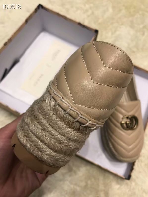 Gucci Chevron leather espadrille with Double G GG1507LRF Dusty pink