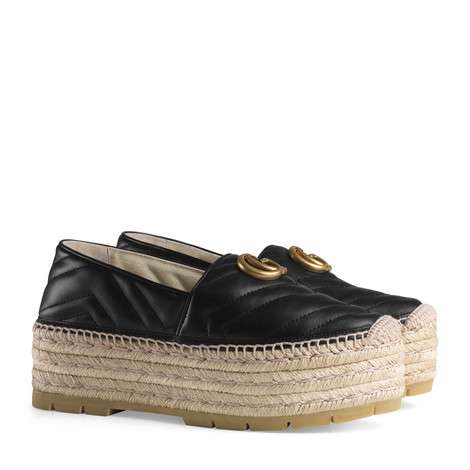 Gucci Chevron leather espadrille with Double G GG1507LRF black