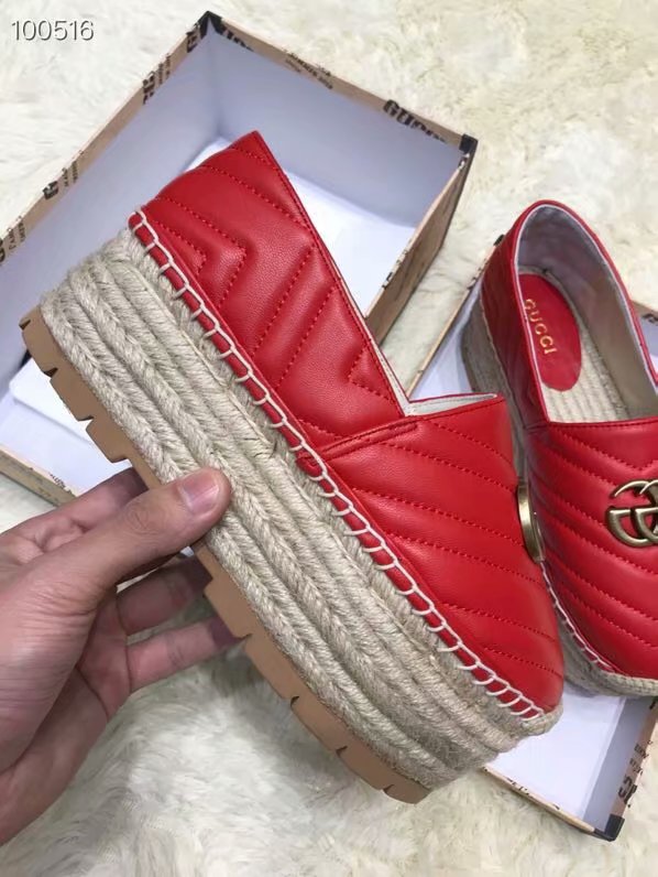 Gucci Chevron leather espadrille with Double G GG1507LRF red