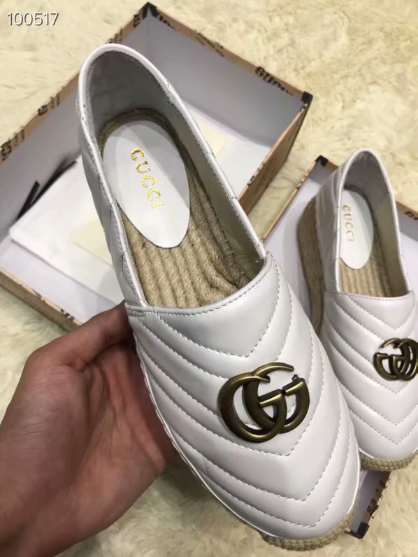 Gucci Chevron leather espadrille with Double G GG1507LRF white