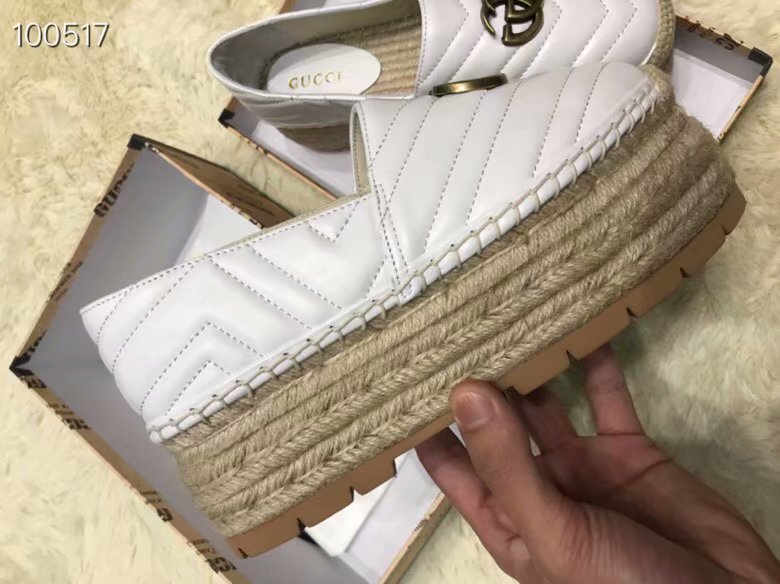 Gucci Chevron leather espadrille with Double G GG1507LRF white