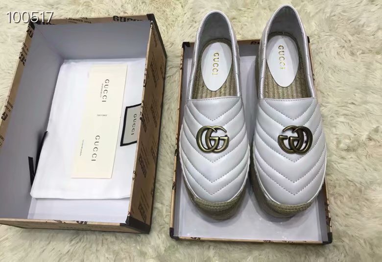 Gucci Chevron leather espadrille with Double G GG1507LRF white