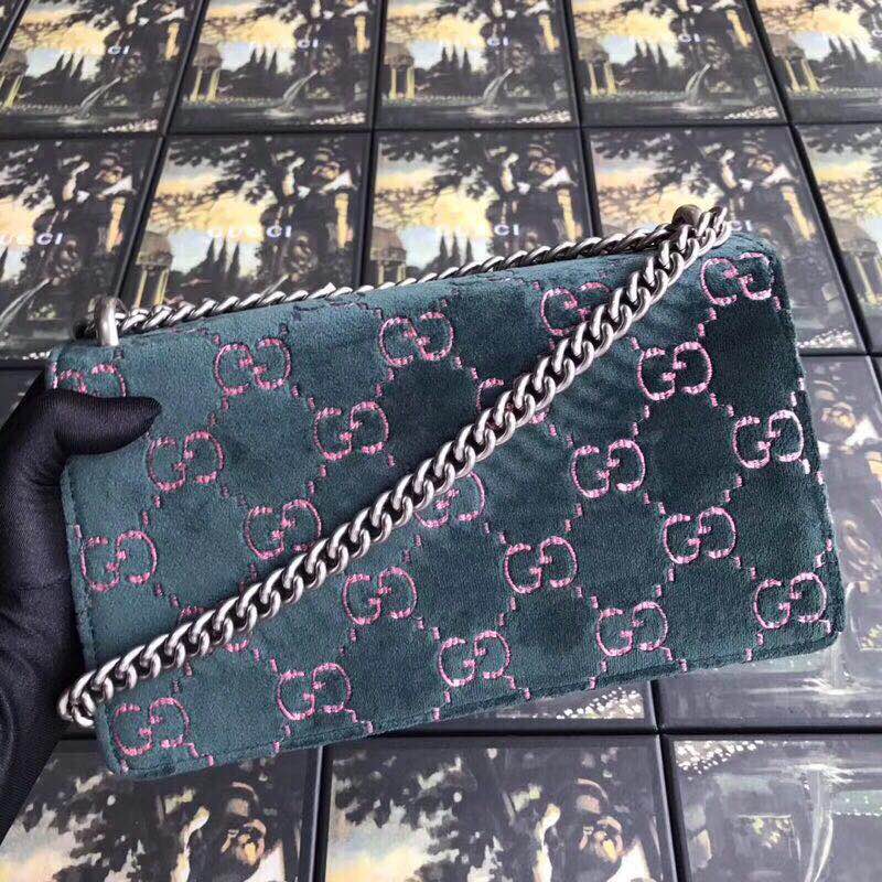 Gucci Dionysus GG velvet small shoulder bag 499623 green