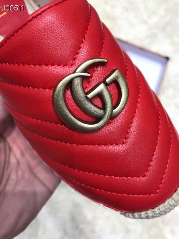 Gucci Leather espadrille with Double G GG1506LRF red