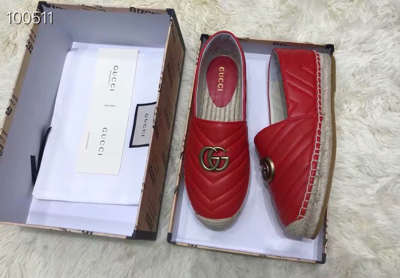 Gucci Leather espadrille with Double G GG1506LRF red