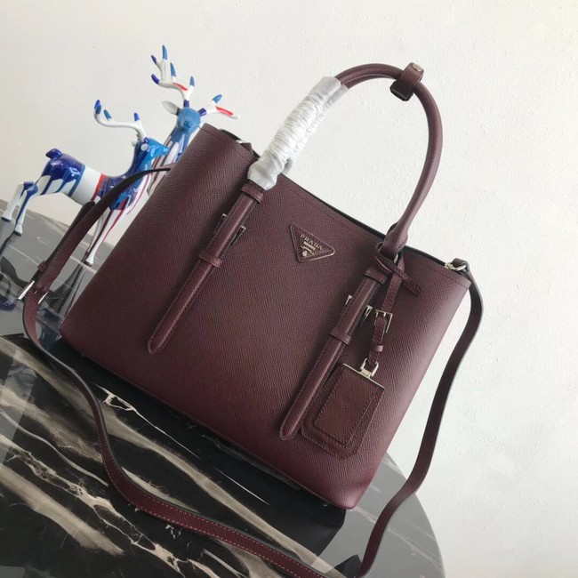 Prada Saffiano original Leather Tote Bag BN2838 Claret