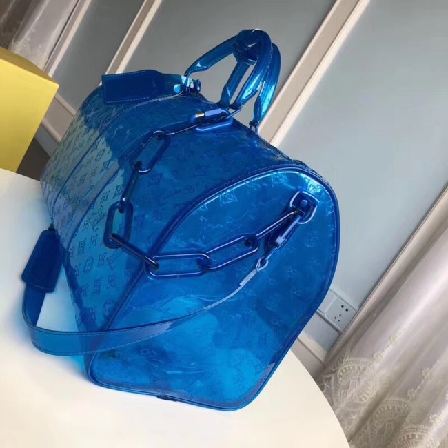 Louis Vuitton KEEPALL 50 Travel Bag with shoulder straps M53271 blue