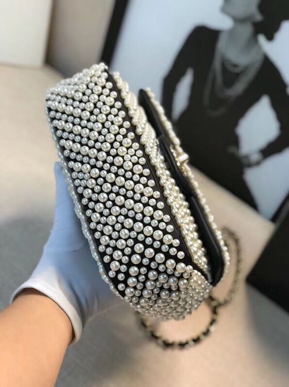 Chanel Flap Pearl Bag A1116 Black