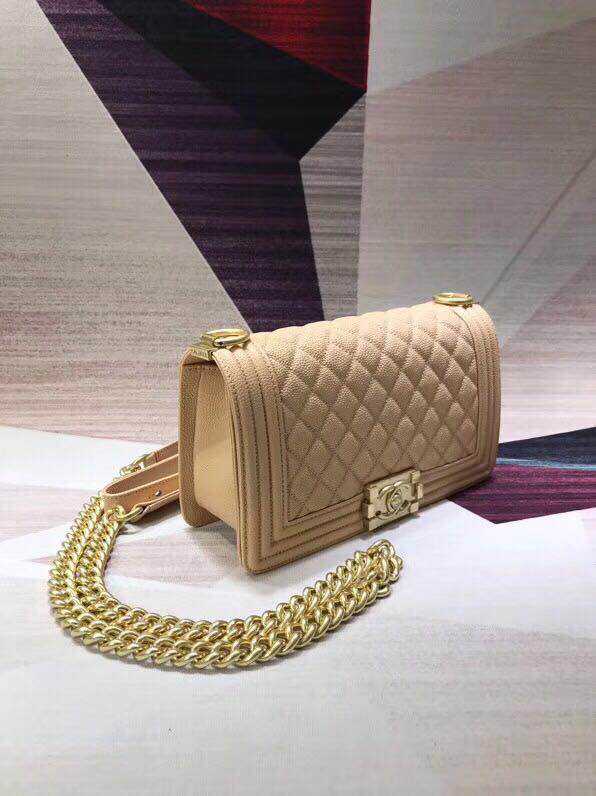 Chanel Leboy Original Calfskin leather Shoulder Bag apricot A67086 Gold