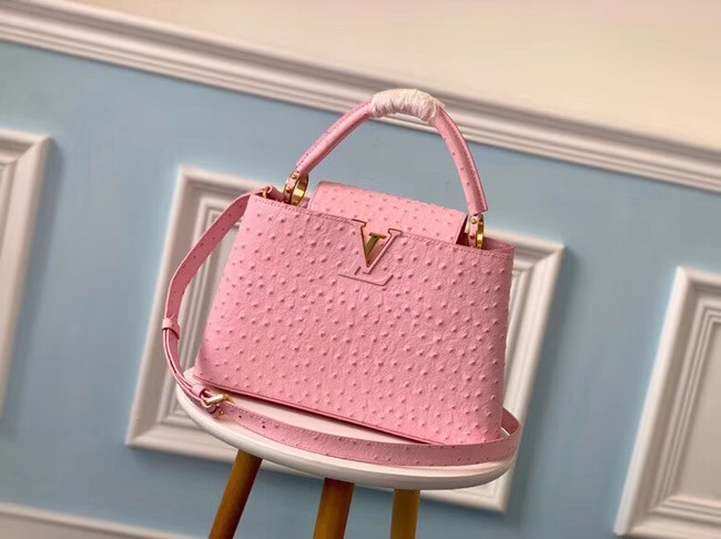 Louis vuitton original Ostrich pattern CAPUCINES PM M53665 Eau de Rose