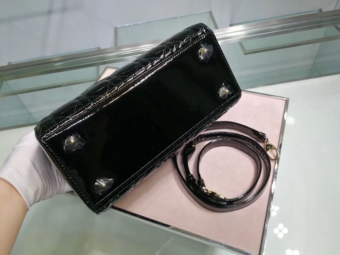 Lady Dior Bag Patent Cannage Calfskin Original Leather CAL44550 Black
