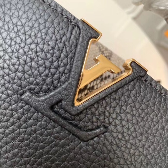 Louis vuitton original taurillon leather Capucines Mini N95509 black