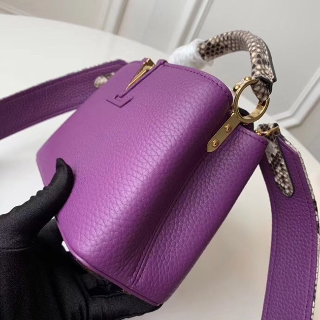 Louis vuitton original taurillon leather Capucines Mini N95509 purple