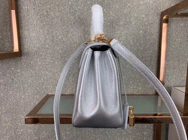 CELINE SMALL 16 BAG IN LAMINATED GRAINED CALFSKIN 188003 SILVER