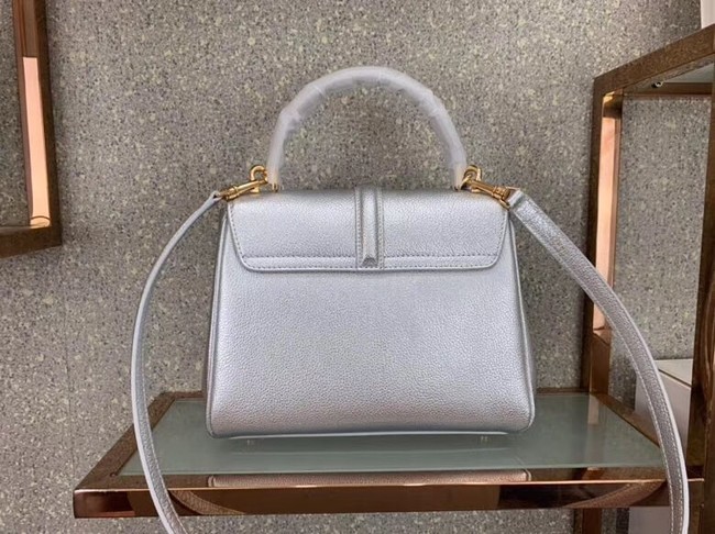 CELINE SMALL 16 BAG IN LAMINATED GRAINED CALFSKIN 188003 SILVER