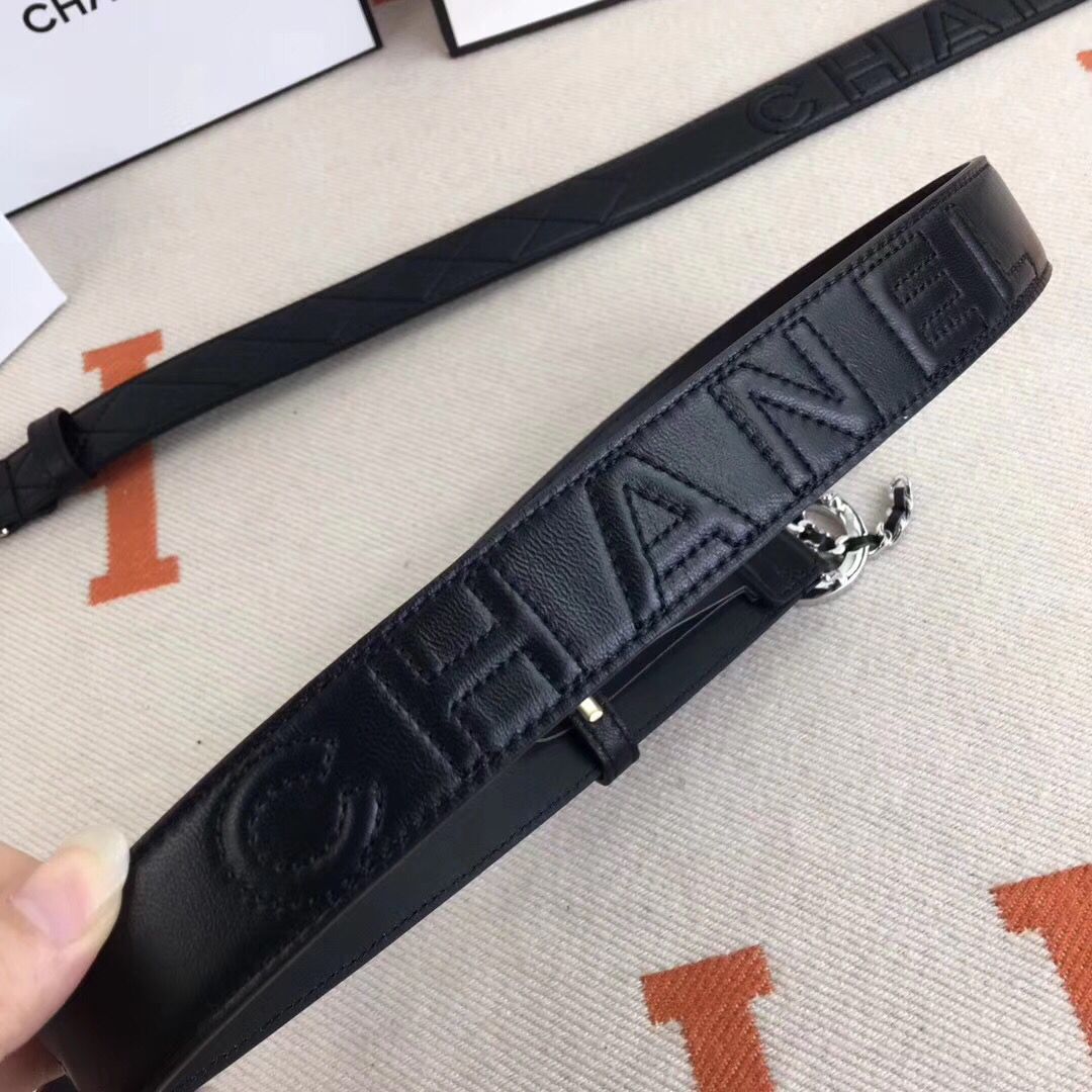 Chanel Calf Leather Belt Wide with 30mm 56610