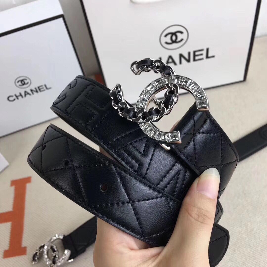 Chanel Calf Leather Belt Wide with 30mm 56610