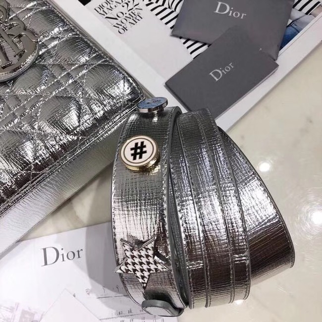 Dior lucky badges Original sheepskin Tote Bag A88035 silver