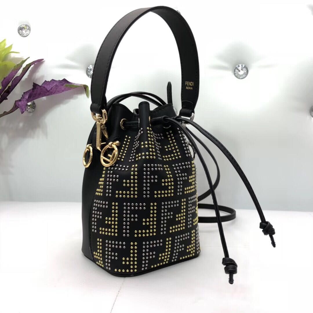 Fendi leather Mini Handbag 8BS010 black