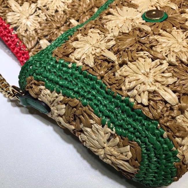 Gucci GG Marmont raffia small shoulder bag 574433 Red and green