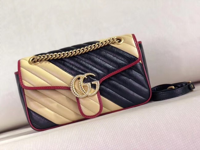 Gucci GG Marmont small shoulder bag 443497 Beige and black