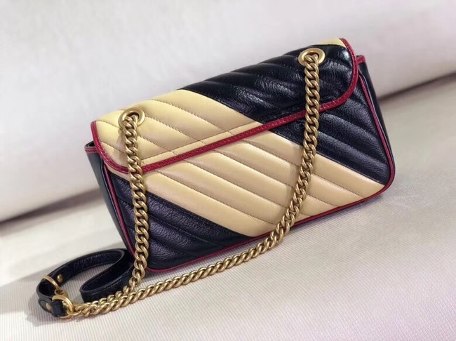 Gucci GG Marmont small shoulder bag 443497 Beige and black