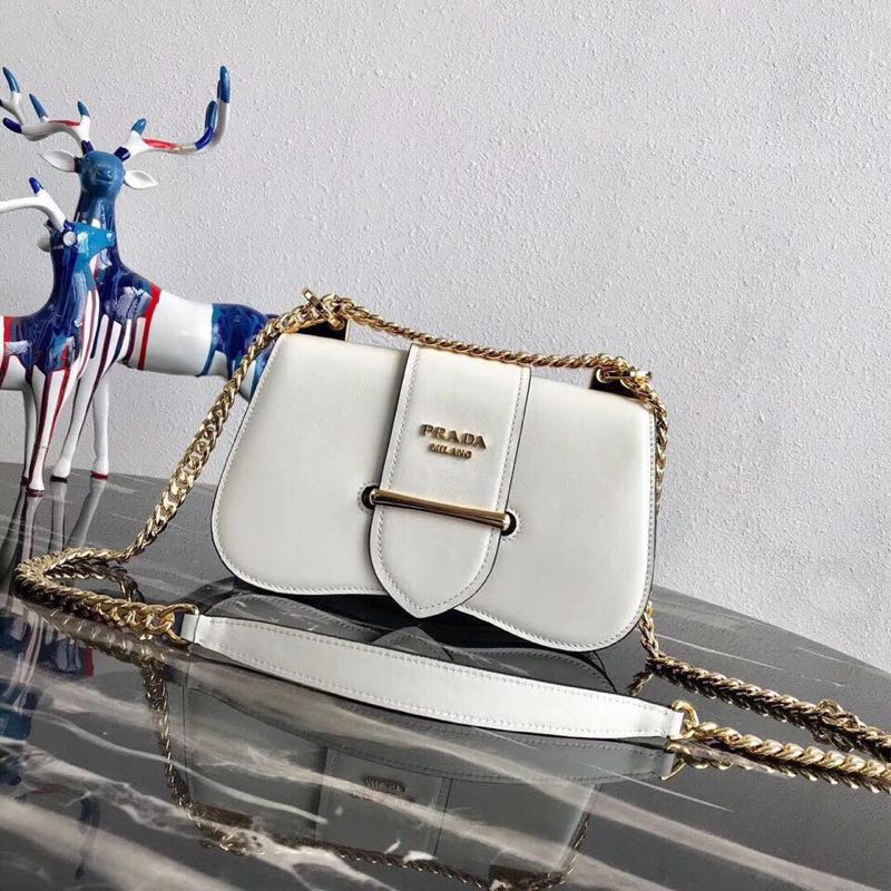 Prada Sidonie leather shoulder bag 1BD184 white