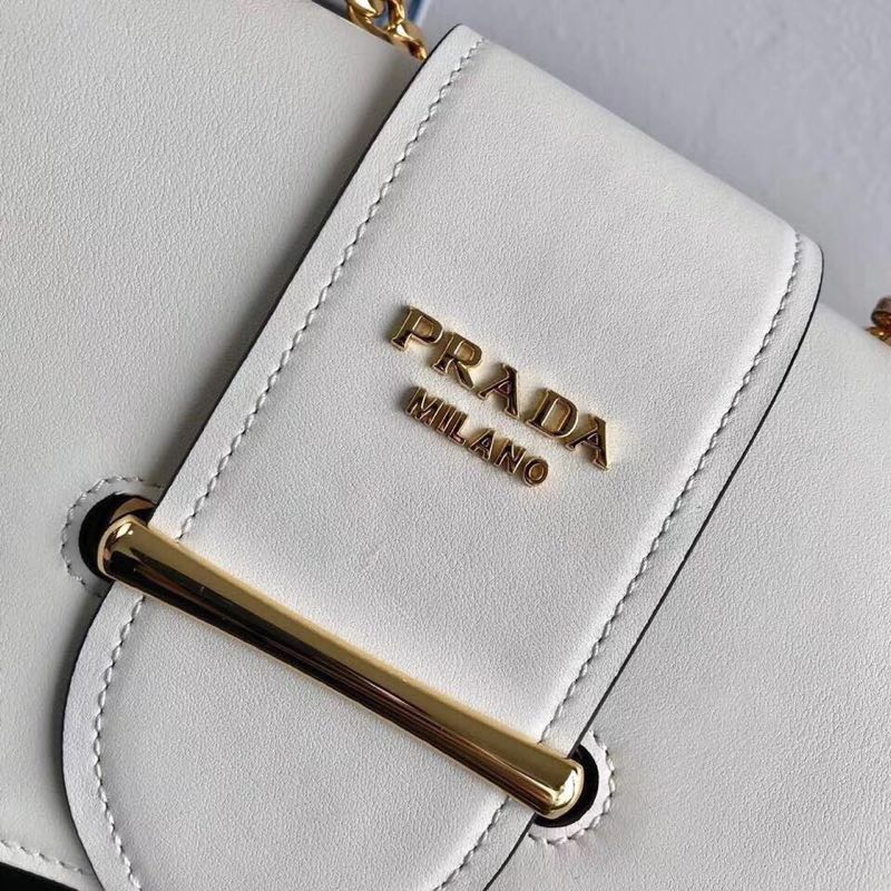 Prada Sidonie leather shoulder bag 1BD184 white