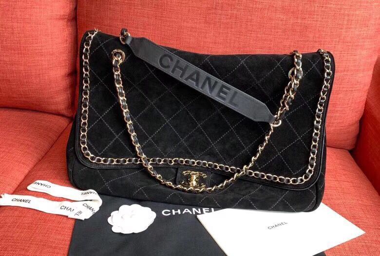 Chanel Flap Shoulder Bags XXL Black CF1113 Gold