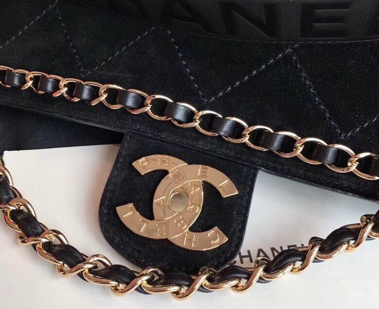 Chanel Flap Shoulder Bags XXL Black CF1113 Gold