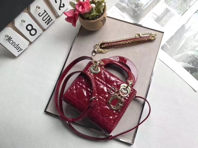 Dior MINI LADY DIOR CALFSKIN BAG M0505O burgundy