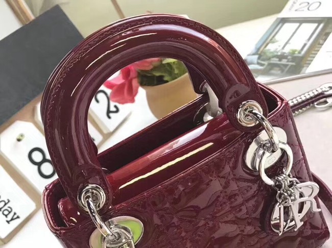 Dior MINI LADY DIOR CALFSKIN BAG M0505O burgundy