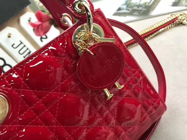 Dior MINI LADY DIOR CALFSKIN BAG M0505O cherry red