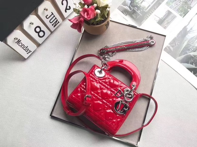 Dior MINI LADY DIOR CALFSKIN BAG M0505O cherry red