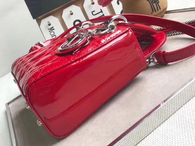 Dior MINI LADY DIOR CALFSKIN BAG M0505O cherry red
