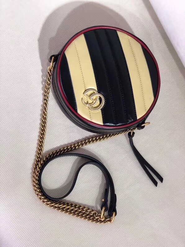 Gucci GG Marmont mini round shoulder bag 550154 Beige and black