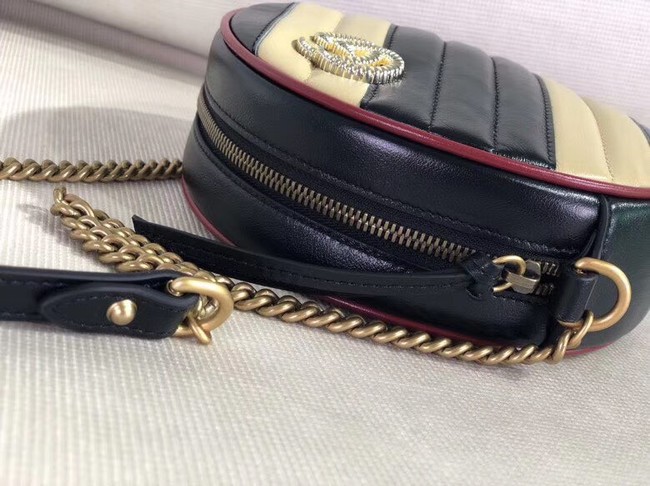 Gucci GG Marmont mini round shoulder bag 550154 Beige and black