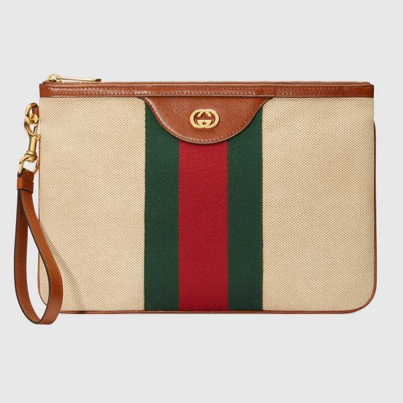 Gucci Vintage canvas pouch 576053 Beige