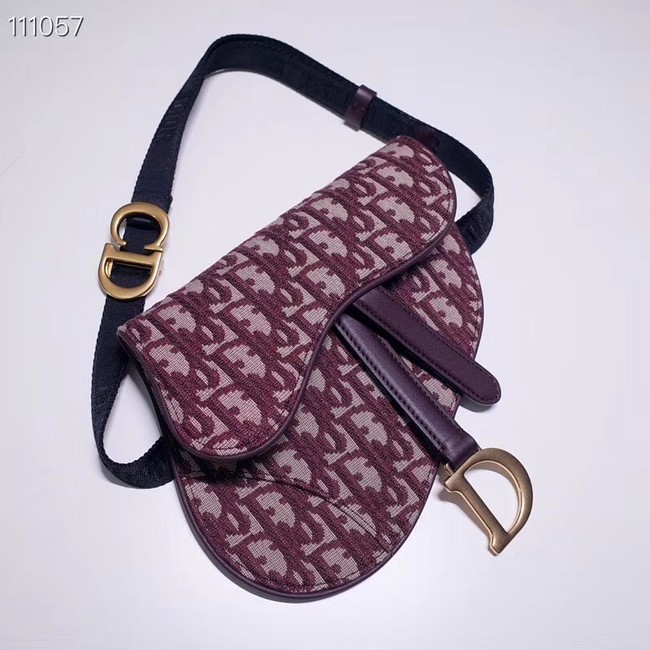 DIOR OBLIQUE SADDLE BELT BAG S5632CTZQ burgundy