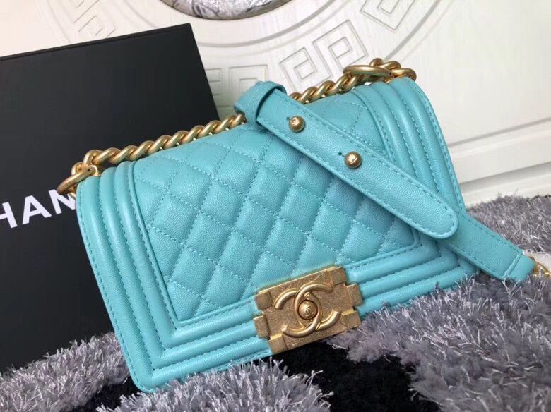 Boy Chanel Flap Shoulder Bag Sheepskin Leather A67085 Blue