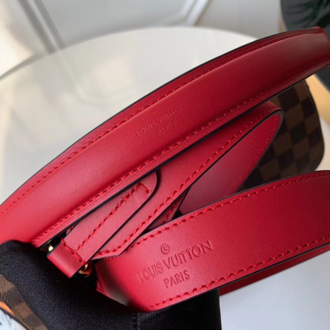 Louis Vuitton Damier Ebene Canvas Original Leather Beaubourg M40176 Red