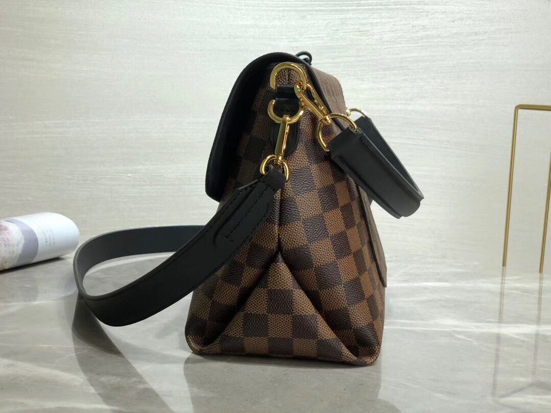 Louis Vuitton Damier Ebene Canvas Original Leather Beaubourg M40177 Black